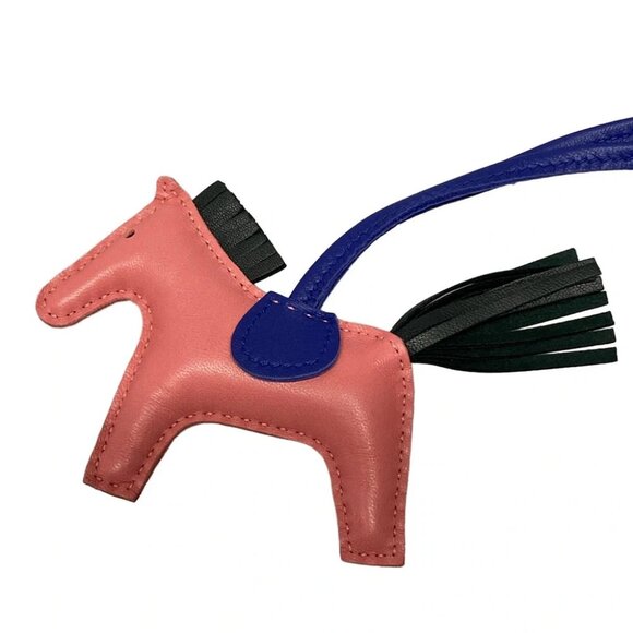 Auth HERMES Rodeo Charm PM Rose Azalee Blue Electric Vert Cypres Agneau Milo - Picture 4 of 6